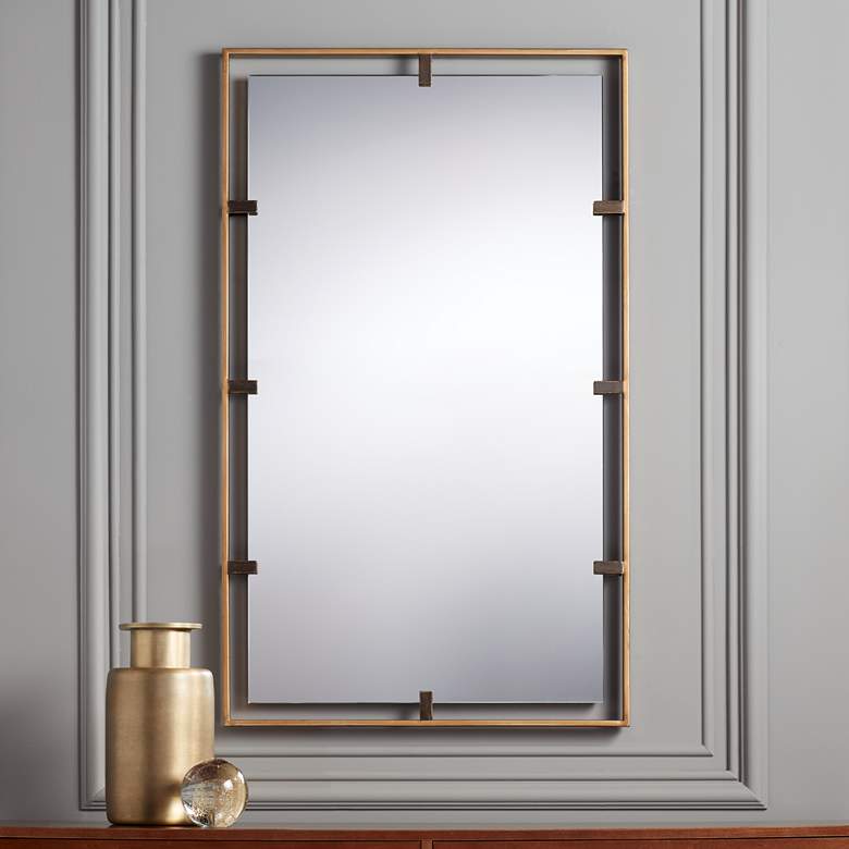 Image 1 Crest Antique Gold 25 inchx 41 1/2 inch Rectangular Wall Mirror