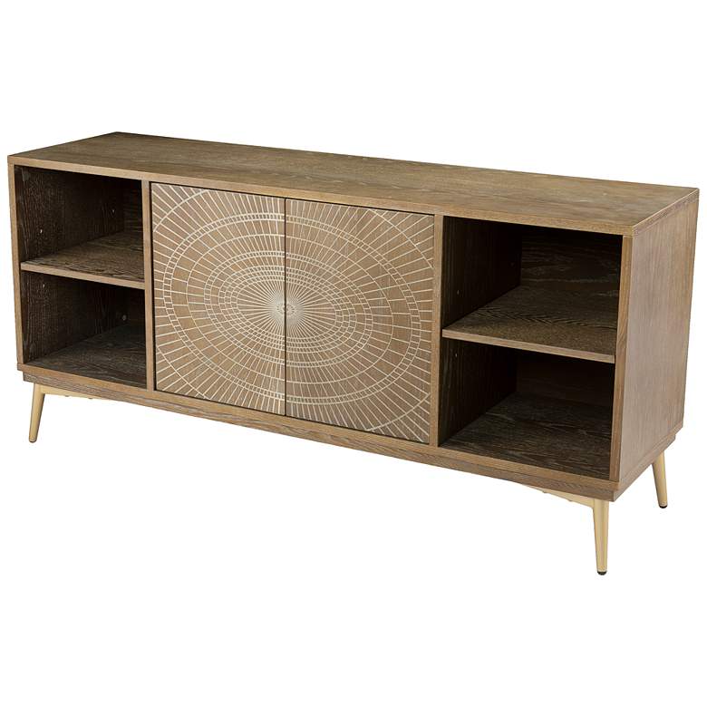 Image 4 Crestbury 56 inch Wide White-Washed Wood 2-Door Media Console more views