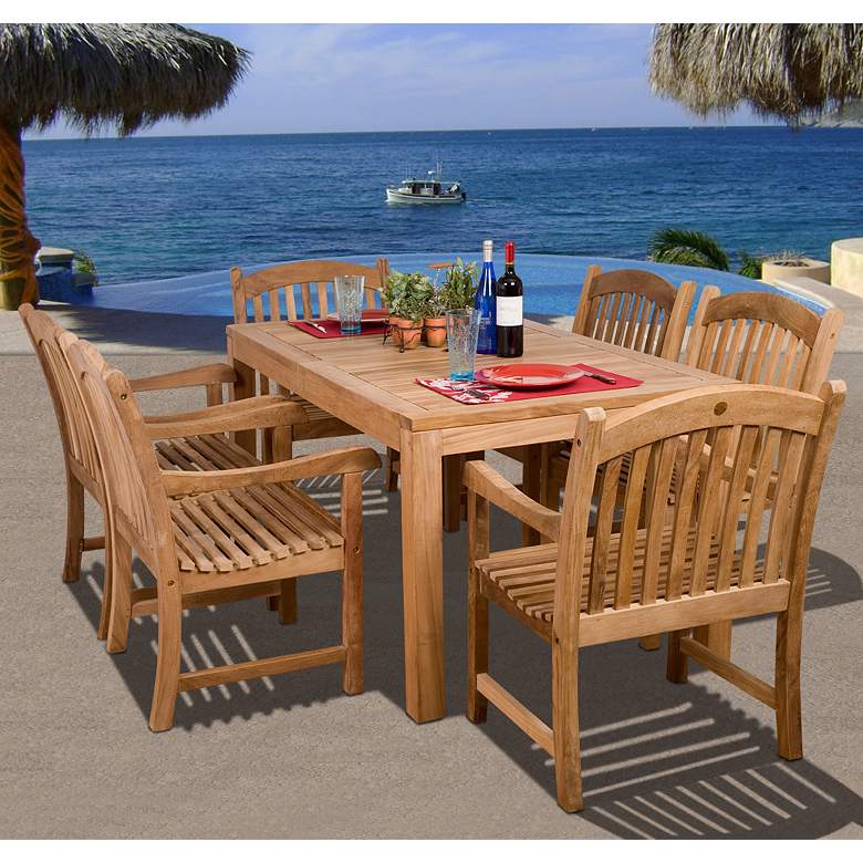 Image 1 Crestfeld Collection 7-Piece Teak Wood Dining Set