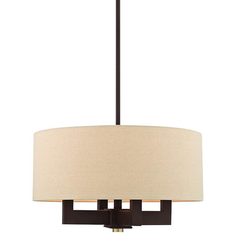 Image 3 Cresthaven 18" Wide Bronze Drum Shade Chandelier