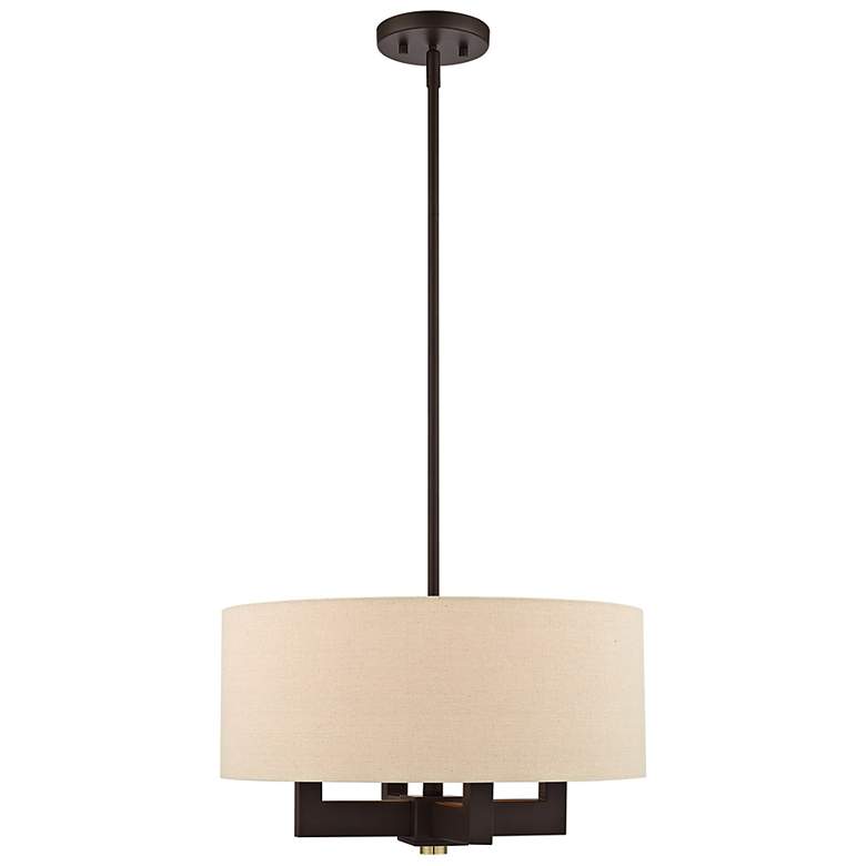 Image 5 Cresthaven 18" Wide Bronze Drum Shade Chandelier more views