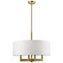3_Cresthaven 24" Wide Antique Brass Drum Shade Chandelier