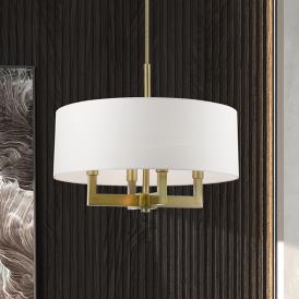 Cresthaven 24" Wide Antique Brass Drum Shade Chandelier Cresthaven 24" Wide Antique Brass Drum Shade Chandelier