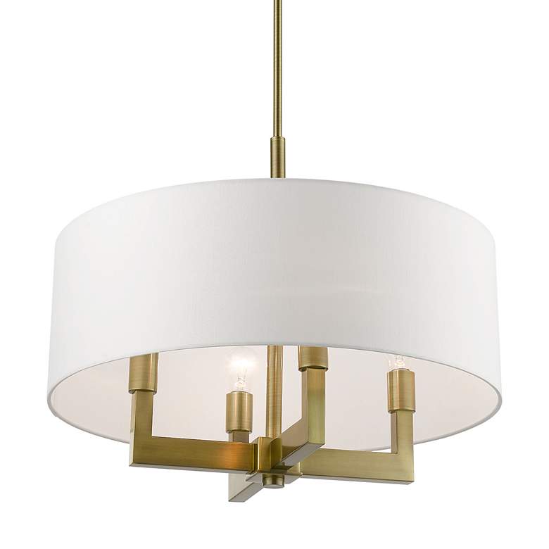 Image 6 Cresthaven 24" Wide Antique Brass Drum Shade Chandelier more views