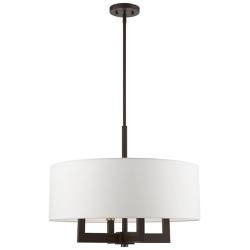 Cresthaven 4 Light Bronze Pendant Chandelier with Antique Brass Accents