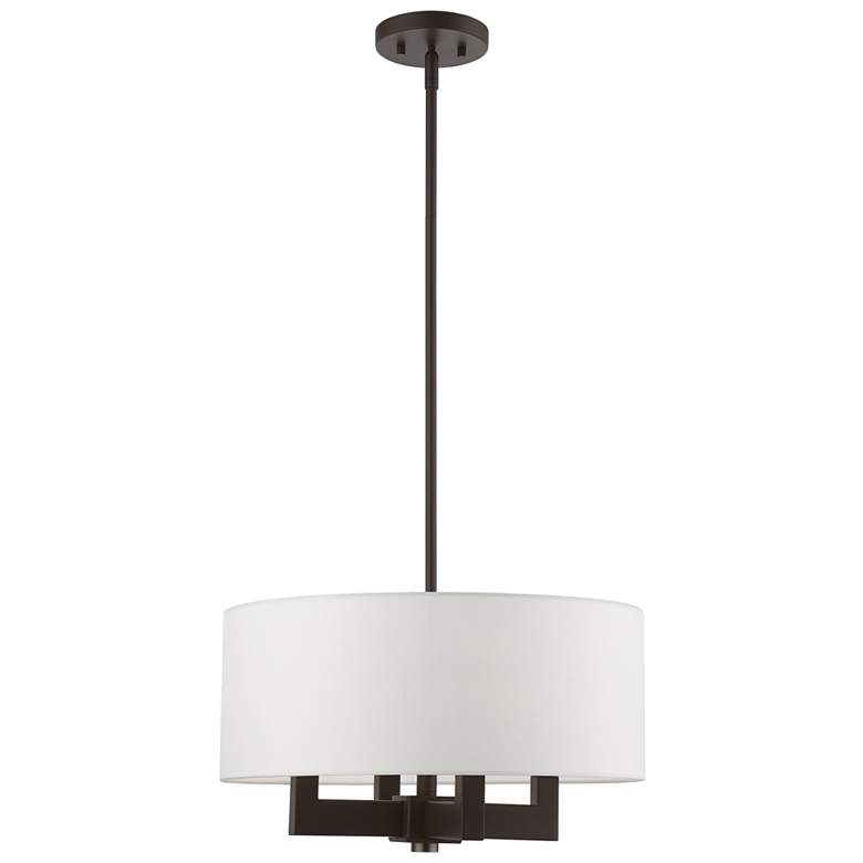 Image 1 Cresthaven 4 Light Bronze Pendant with Antique Brass Accents