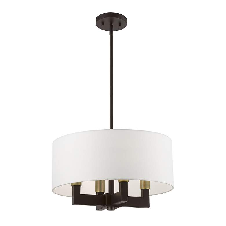 Image 4 Cresthaven 4 Light Bronze Pendant with Antique Brass Accents more views