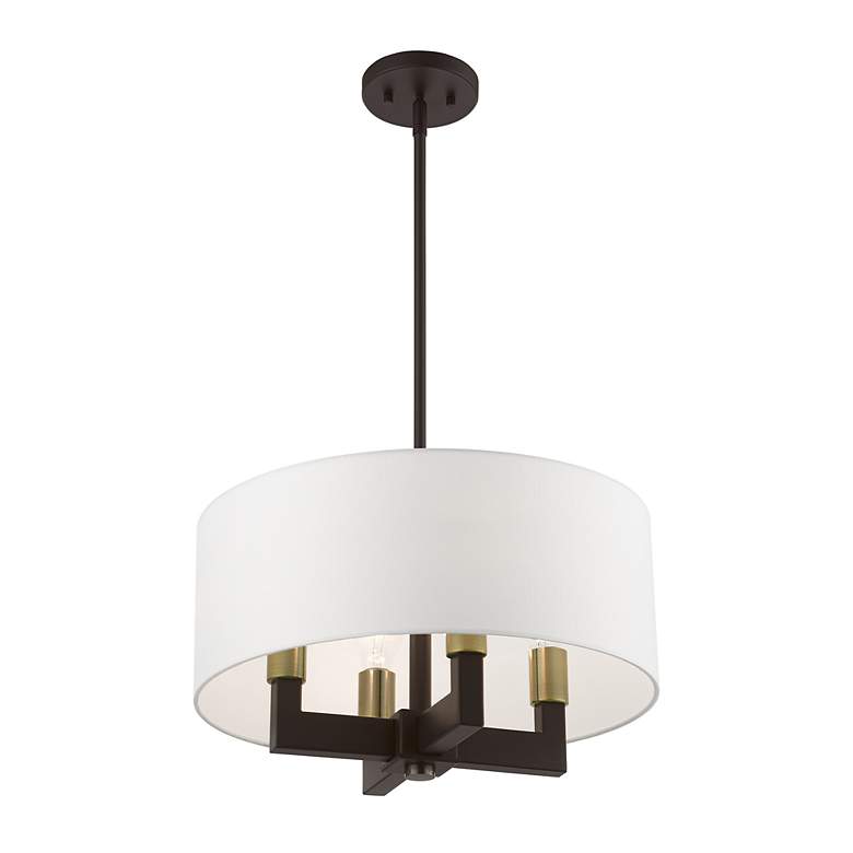 Image 5 Cresthaven 4 Light Bronze Pendant with Antique Brass Accents more views