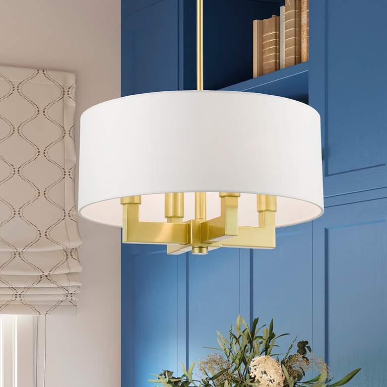 Image 1 Cresthaven 4 Light Satin Brass Pendant Chandelier