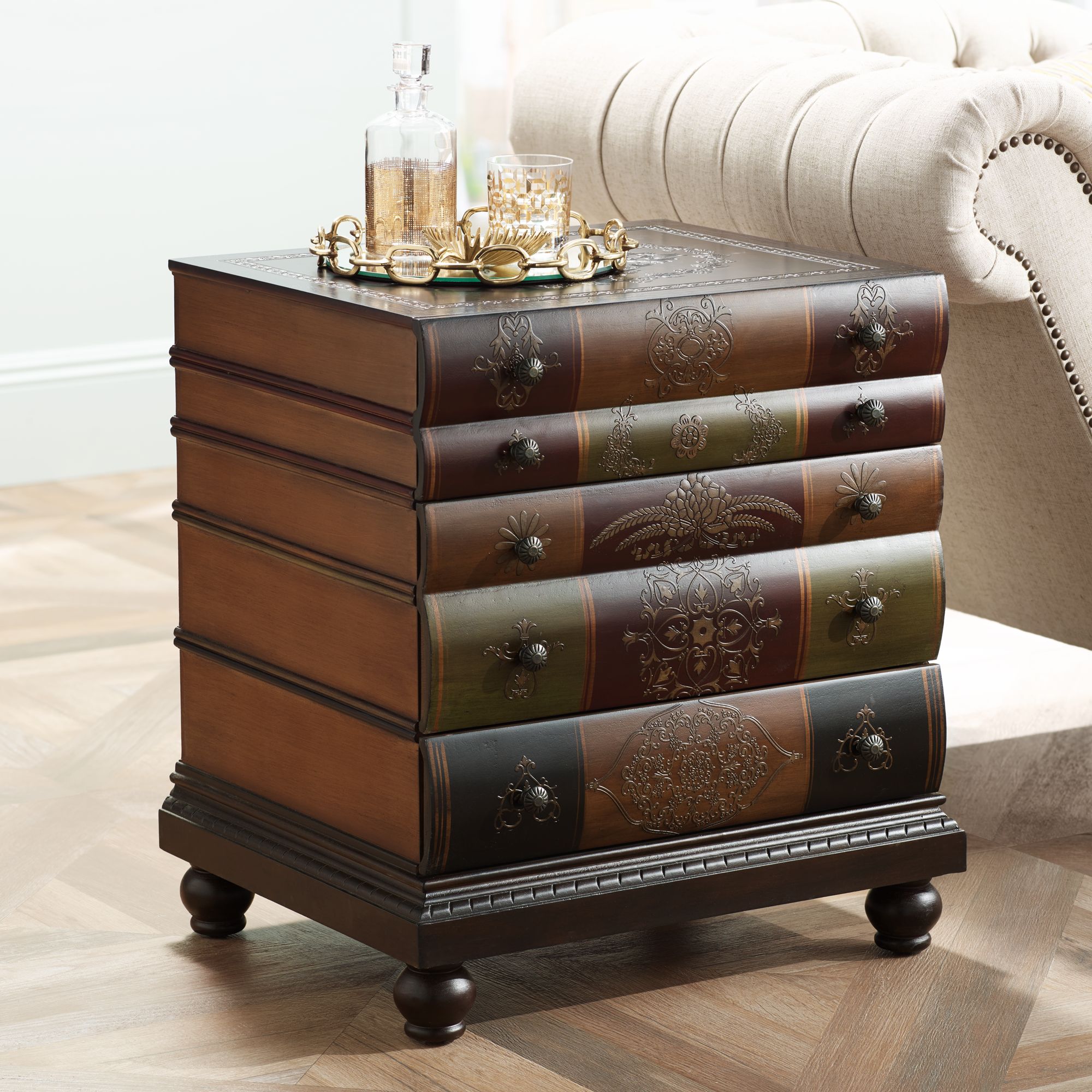 chairside table with drawers