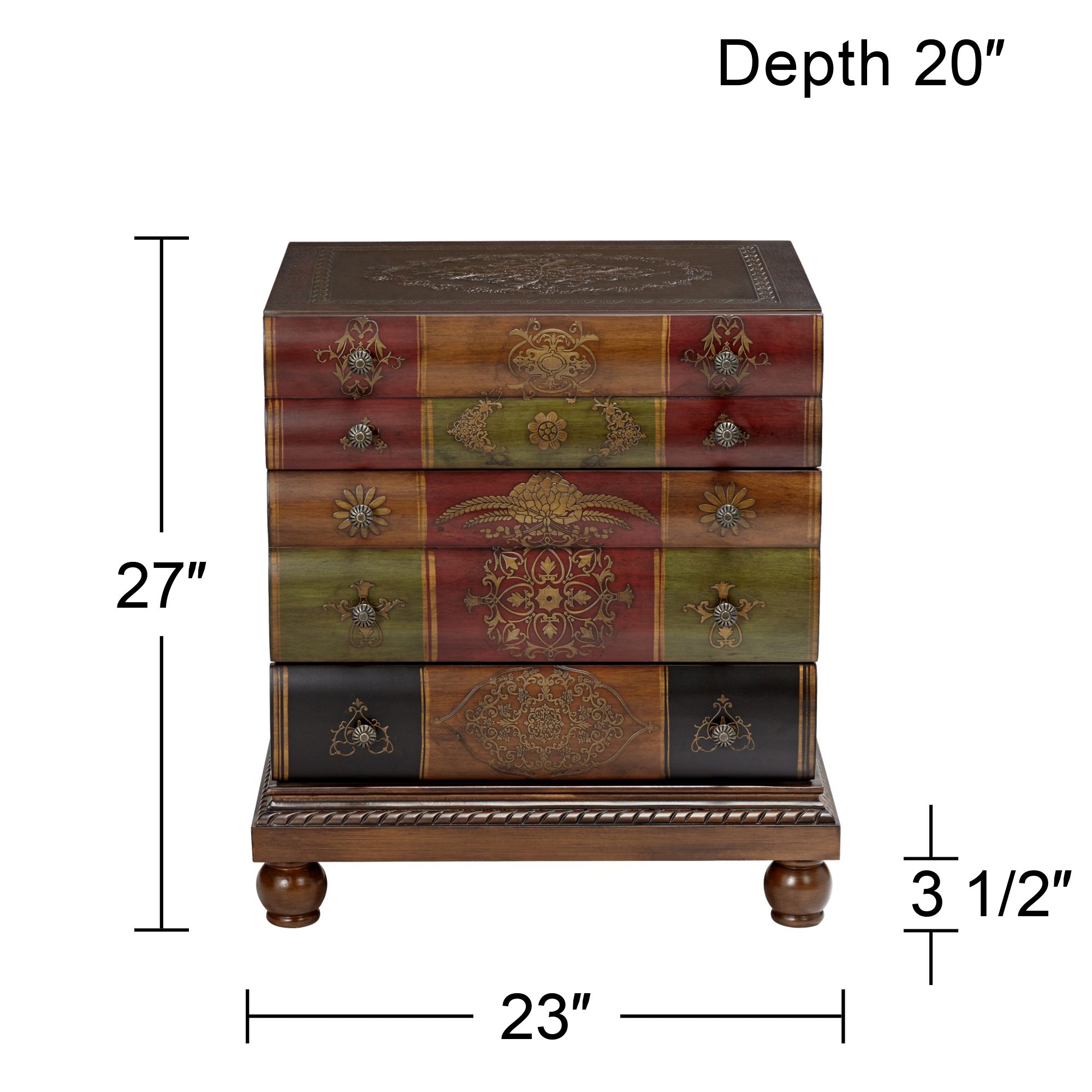 Crestview 23" Wide Library Book 3-Drawer End Table