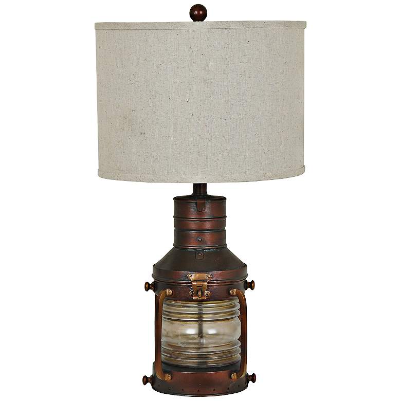 Image 2 Crestview 27 inch Rubbed Copper Lantern Table Lamp with Night Light