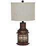 Crestview 27" Rubbed Copper Lantern Table Lamp with Night Light