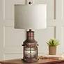 Crestview 27" Rubbed Copper Lantern Table Lamp with Night Light