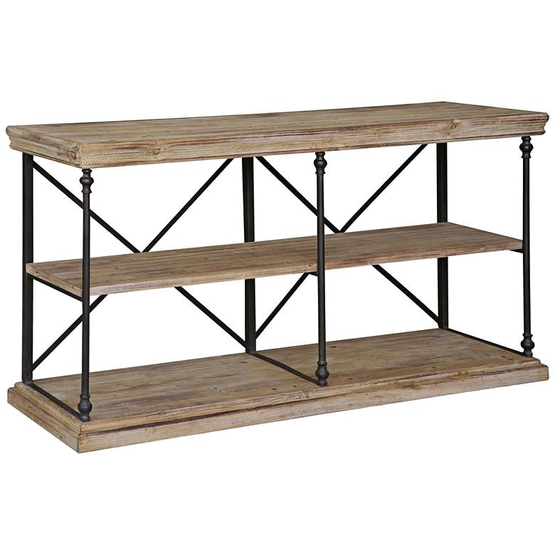 Image 1 Crestview 48" Wide La Salle Natural Wood and Metal Console