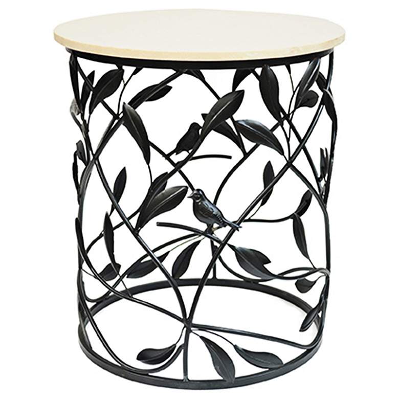 Image 1 Crestview Bird Sanctuary Marble-Top Round Accent Table