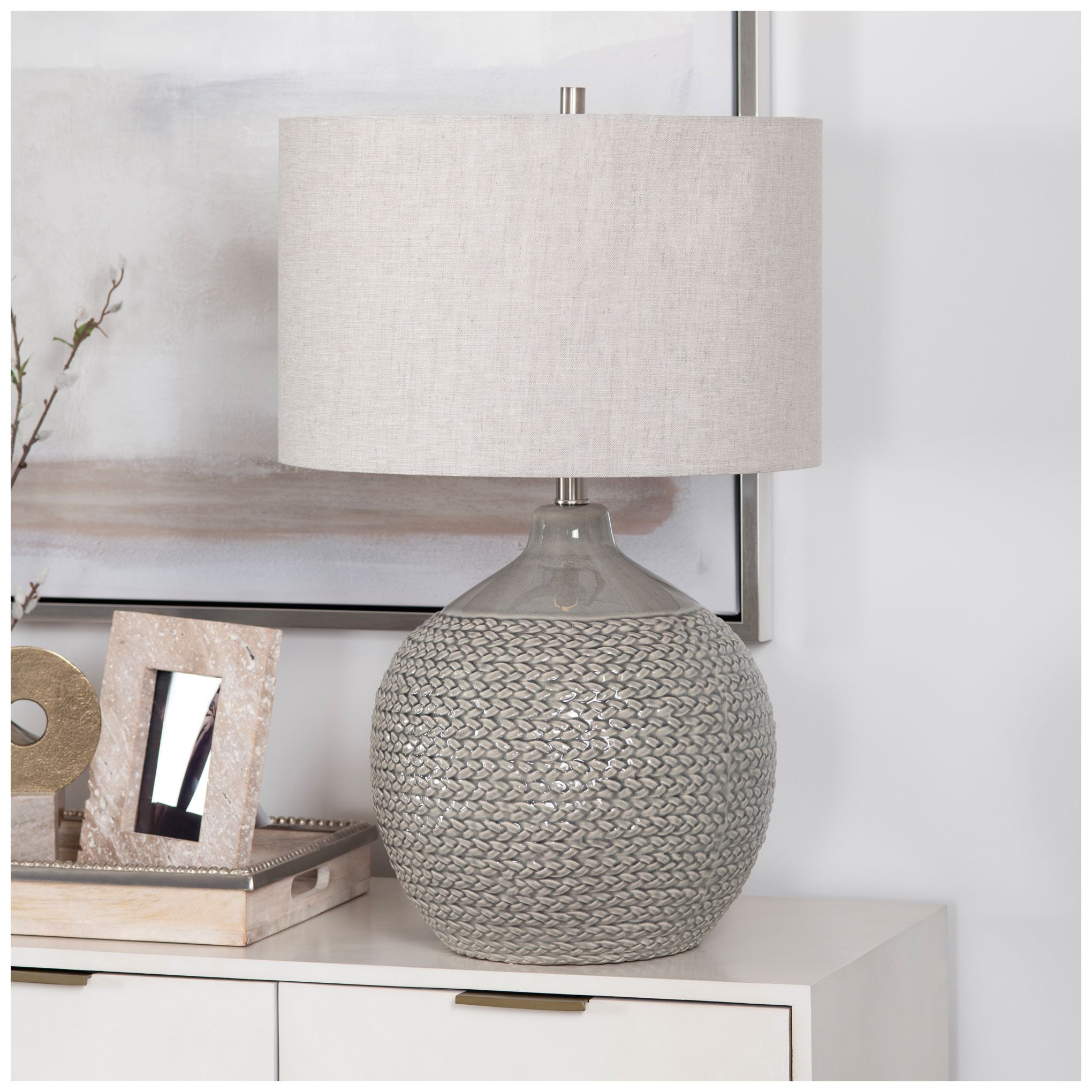 Image 3 Crestview Cairo 25 3/4" High Basket Weave Ceramic Table Lamp more views