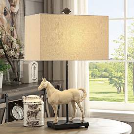 Image1 of Crestview Chase Bleached White and Black Ranch Horse Table Lamp