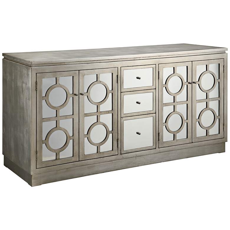 Image 1 Crestview Circles Silver Mirrored Cabinet