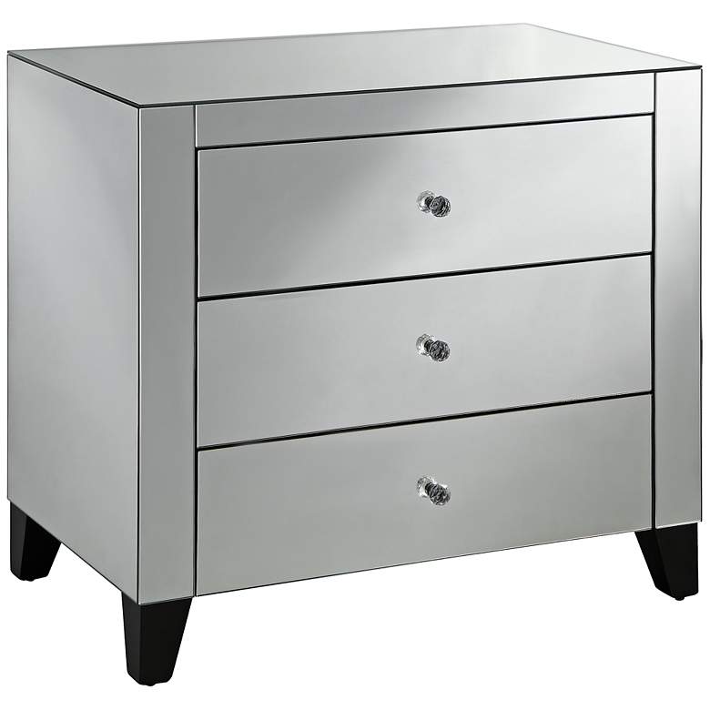 Image 1 Crestview Clear Reflections 30 inch wide 3-Drawer Mirrored Accent Table
