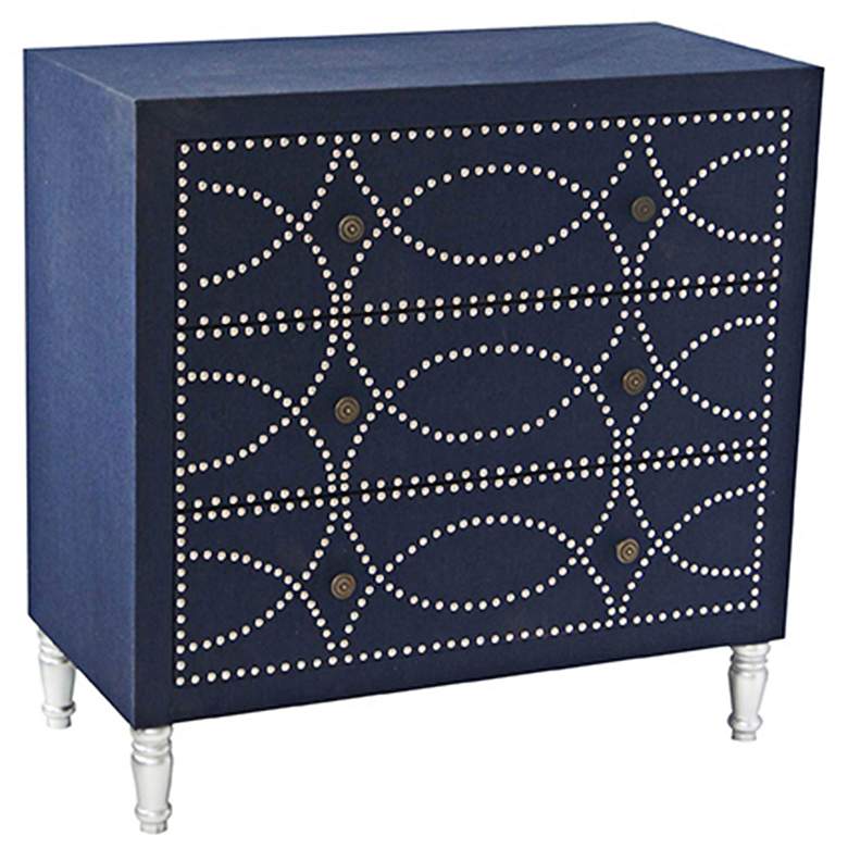 Image 1 Crestview Cobalt Blue Fabric 3-Drawer Accent Chest