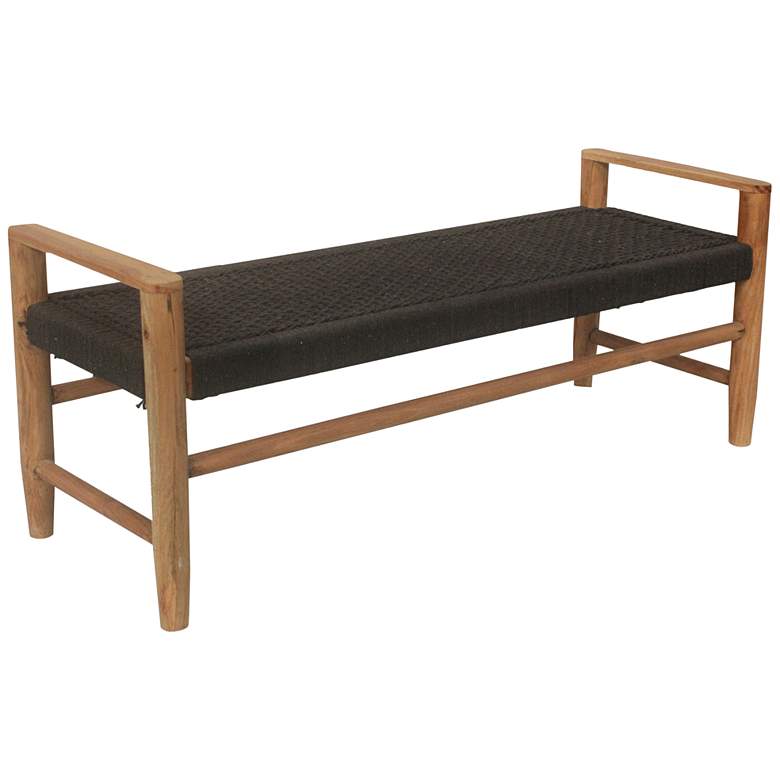 Image 1 Crestview Collection 46 inch Wide Black Jute and Wood Bench