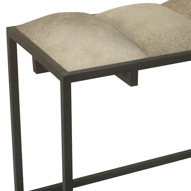 Image 4 Crestview Collection 50 inch Wide Black Metal and Cowhide Bench more views