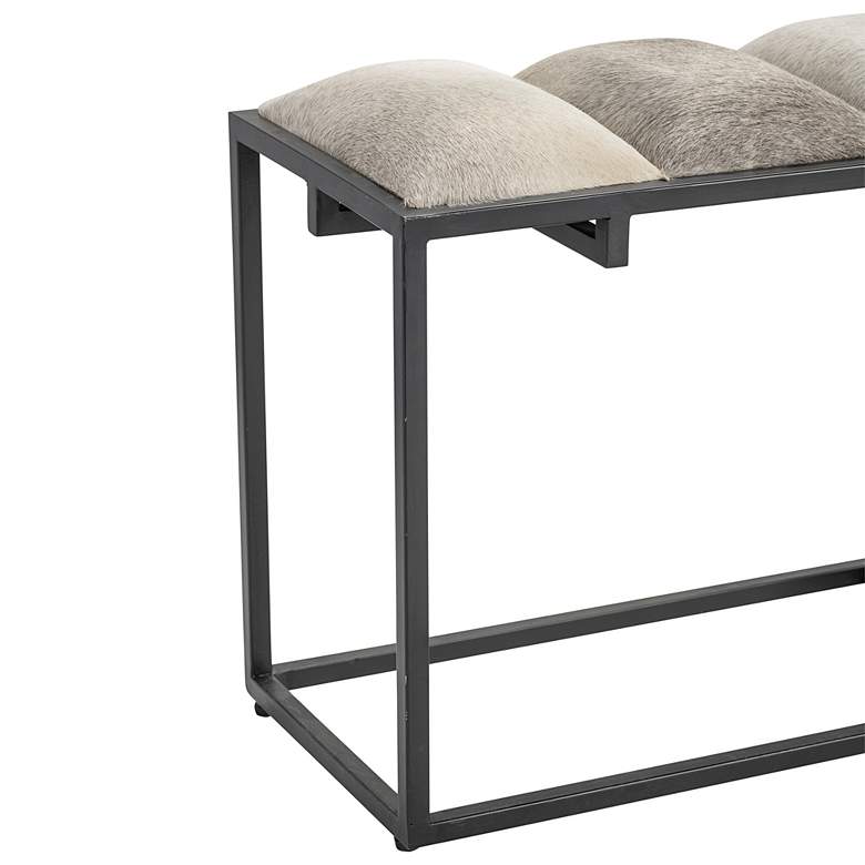 Image 6 Crestview Collection 50" Wide Black Metal and Cowhide Bench more views