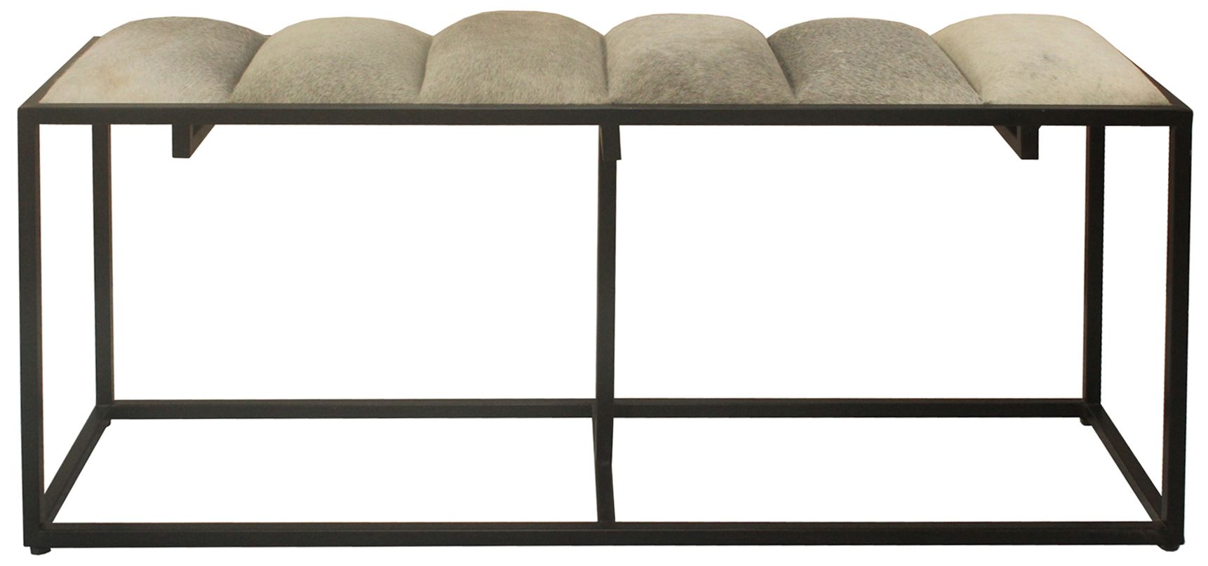 Crestview Collection 50" Wide Black Metal and Cowhide Bench in scene