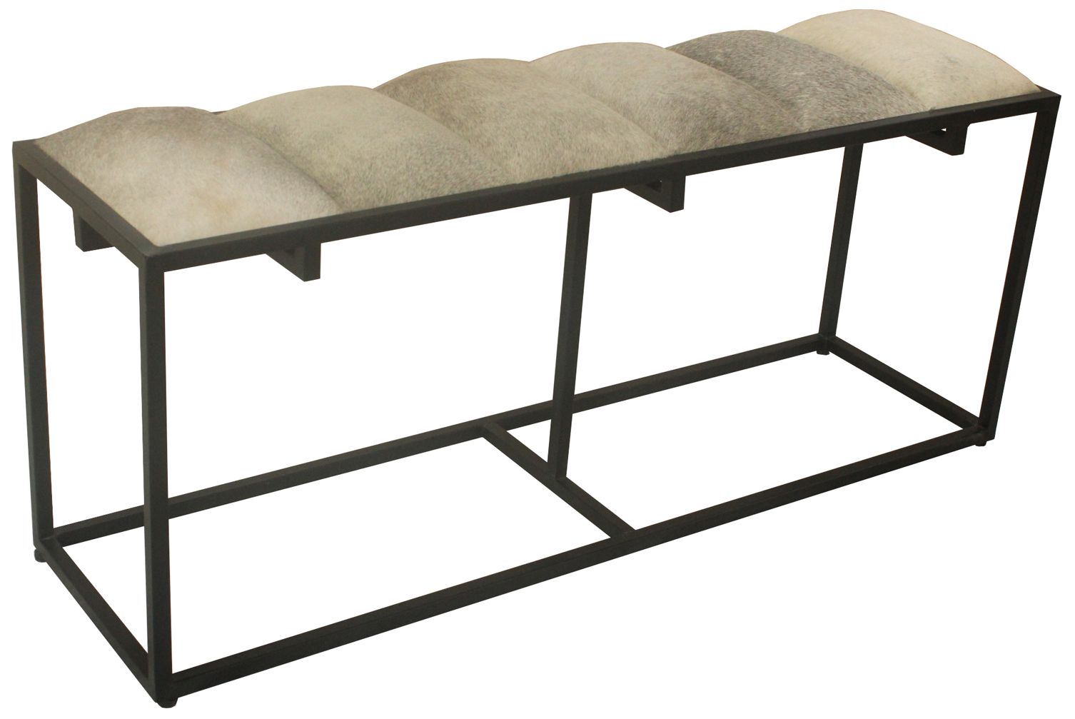 Crestview Collection 50" Wide Black Metal and Cowhide Bench in scene
