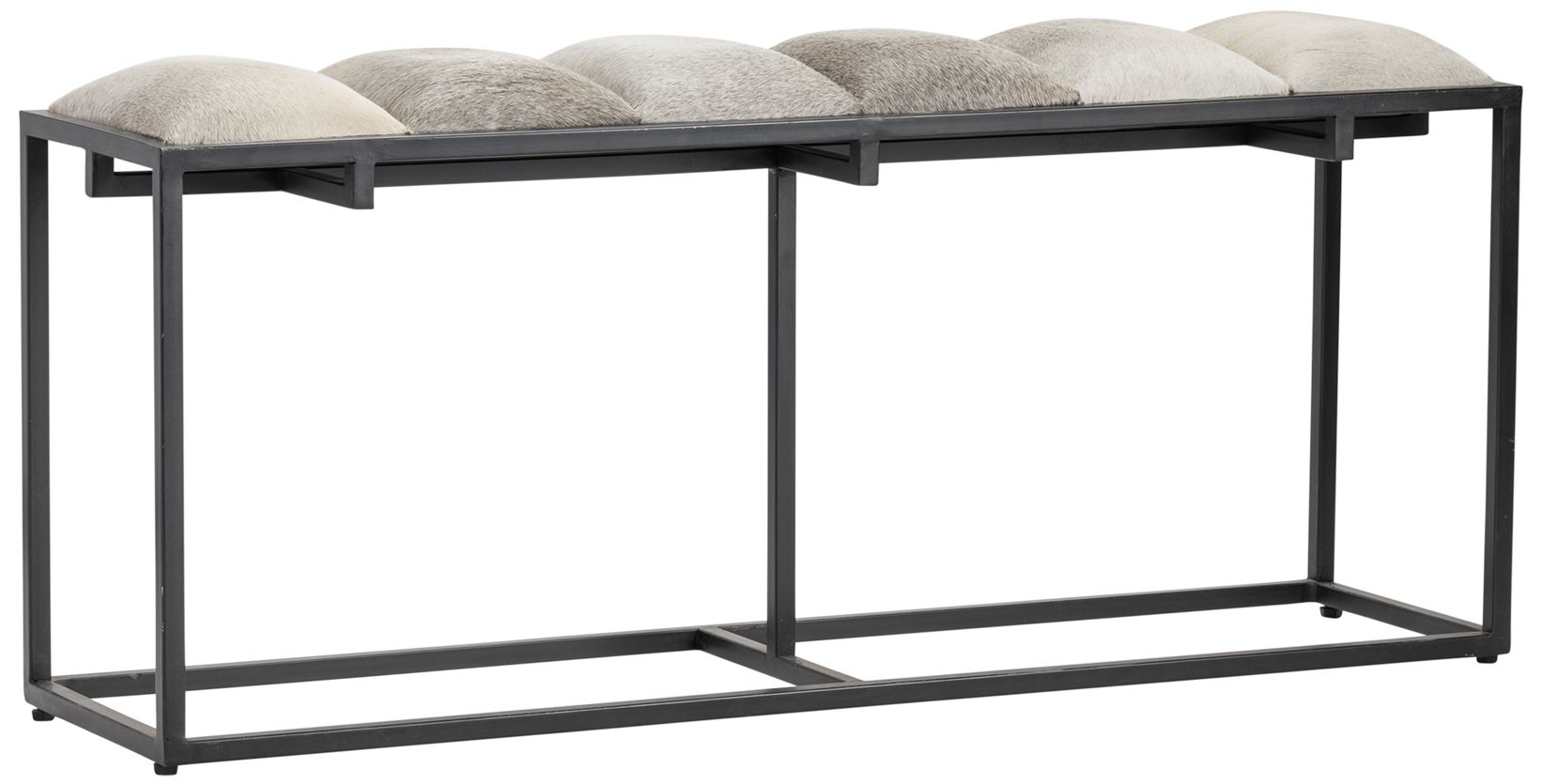Crestview Collection 50" Wide Black Metal and Cowhide Bench in scene