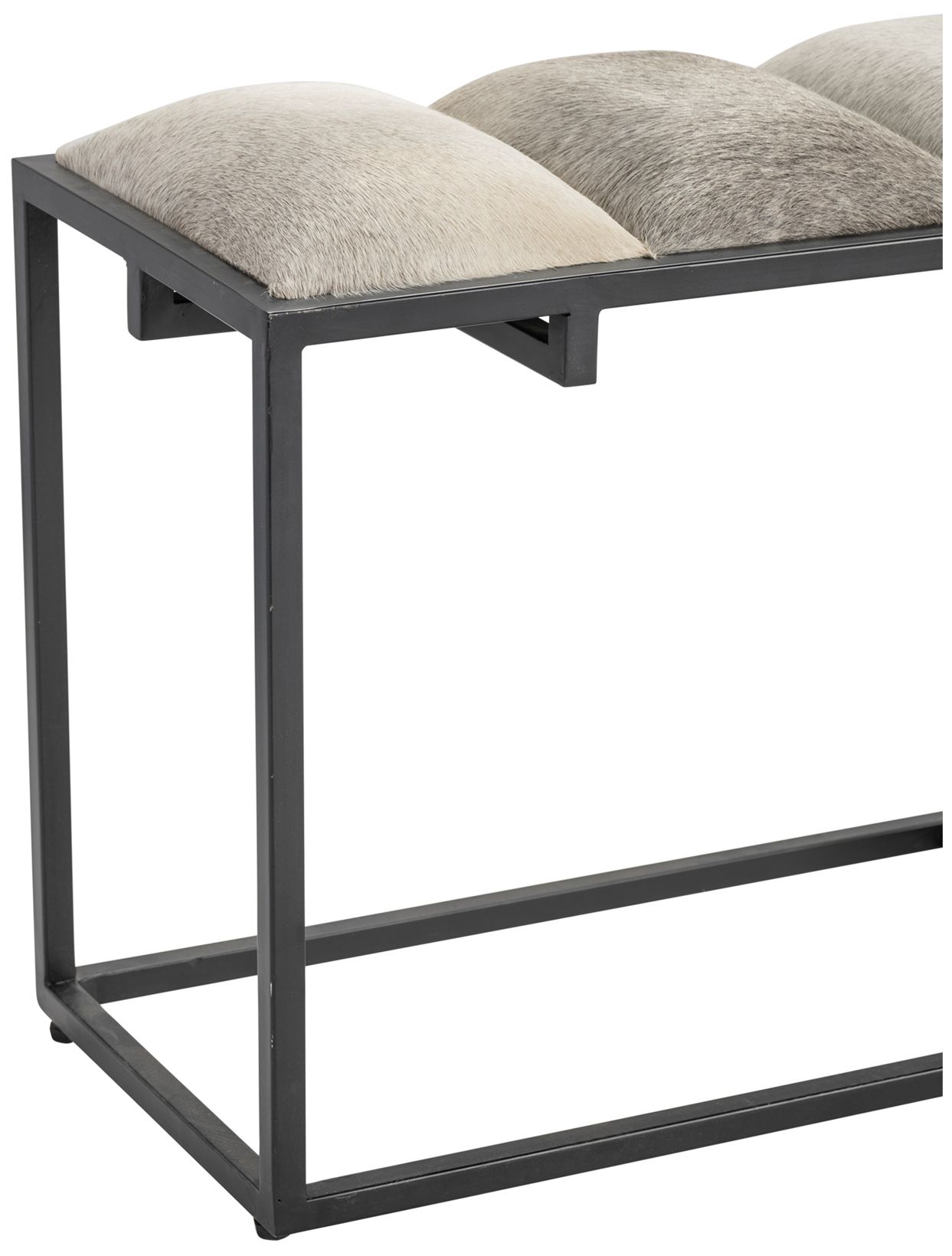 Crestview Collection 50" Wide Black Metal and Cowhide Bench in scene