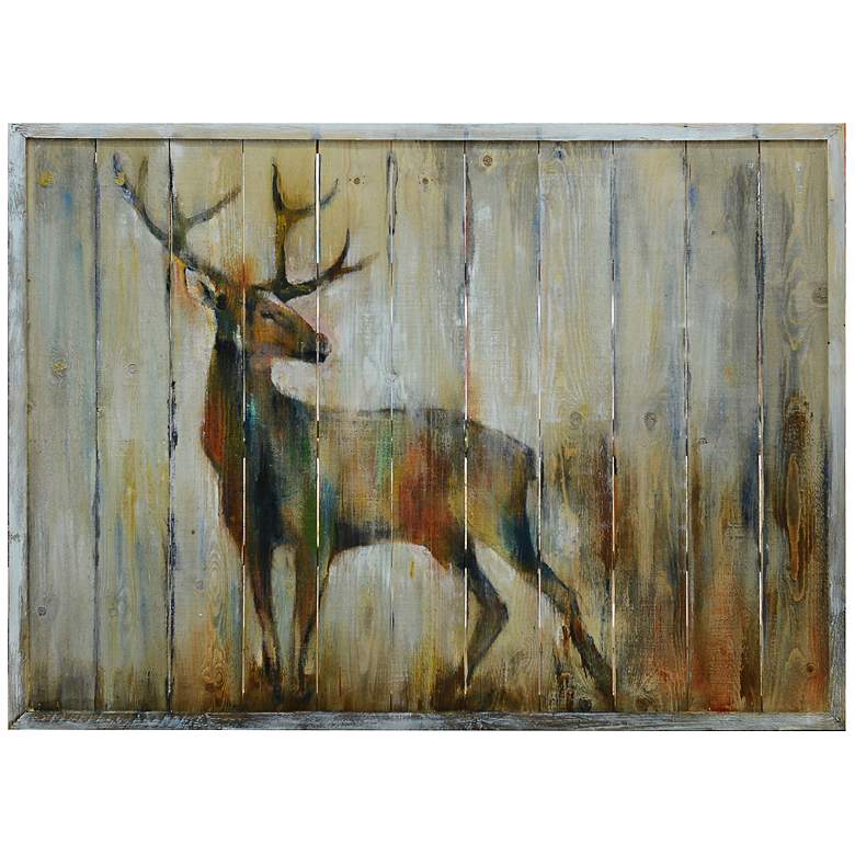 Image 1 Crestview Collection Alert 48 inchW Wood Panel Deer Wall Art