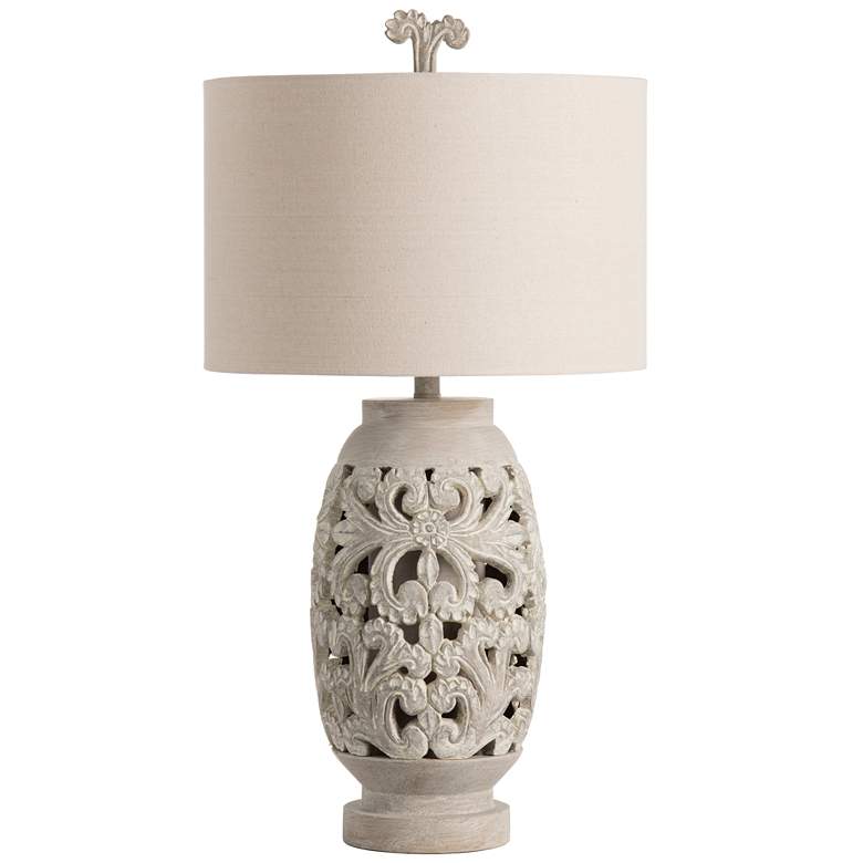 Image 1 Crestview Collection Alexandria Carved Resin Table Lamp with Night Light