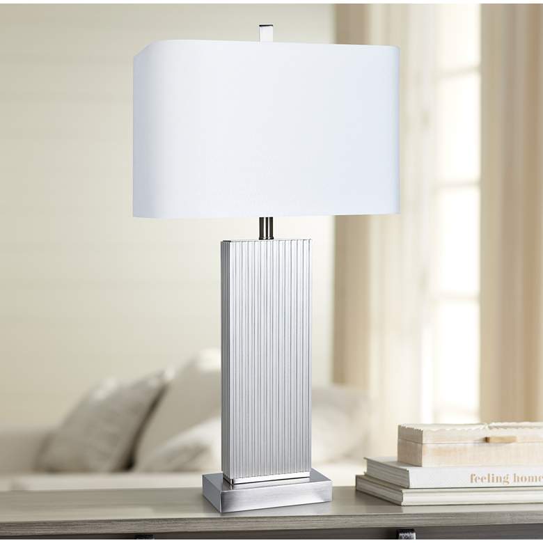 Image 1 Crestview Collection Andorra Silver Plank Modern Table Lamp