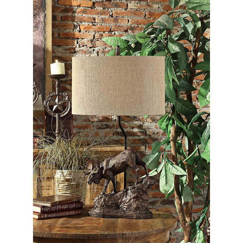 Image 1 Crestview Collection Antique Bronze Rustic Moose Table Lamp