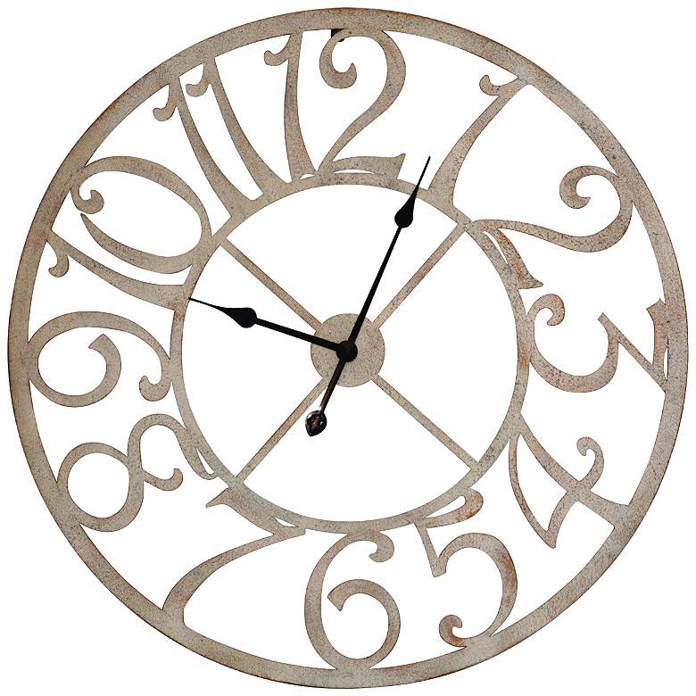 Image 1 Crestview Collection Antique White 29 inch Round Wall Clock