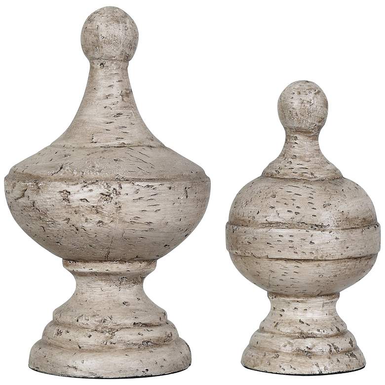 Image 1 Crestview Collection Antique White Post Finials Set of 2