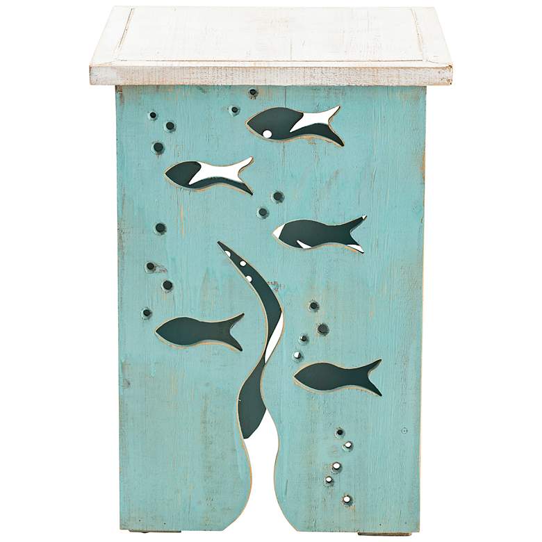 Image 1 Crestview Collection Aquarium Seafoam and Whitewash Square Accent Table