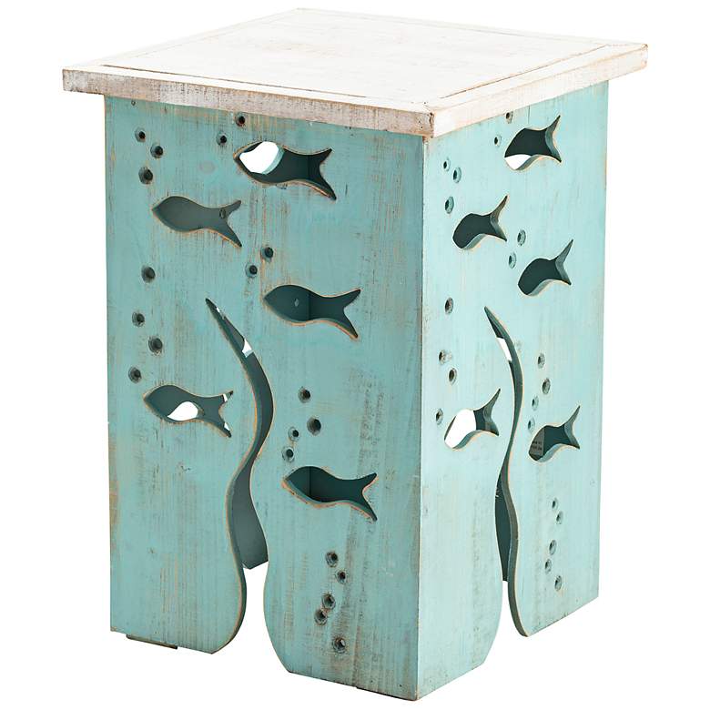 Image 4 Crestview Collection Aquarium Seafoam and Whitewash Square Accent Table more views