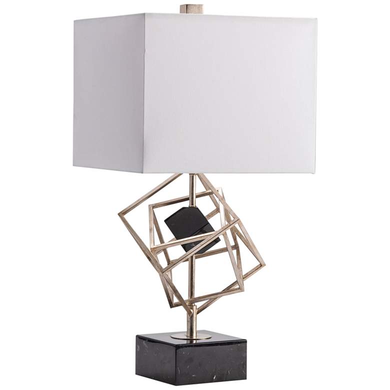 Image 1 Crestview Collection Ashby Silver Steel and Black Marble Cubes Table Lamp