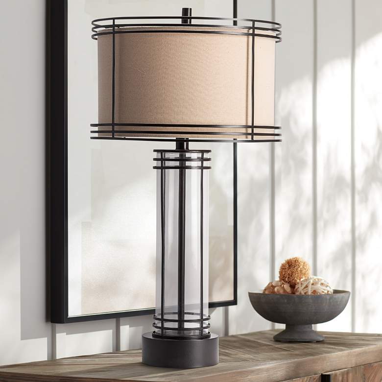 Image 1 Crestview Collection Aspen 34 inch  Bronze Metal and Glass Table Lamp