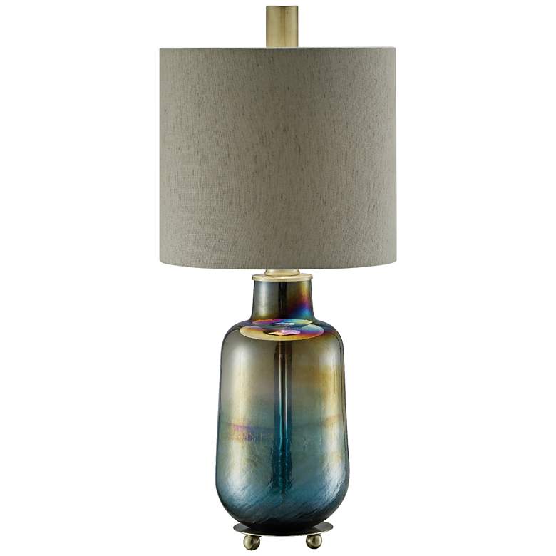 Image 1 Crestview Collection Ava Teal Iridescent Glass Table Lamp