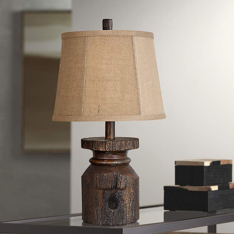 Image 1 Crestview Collection Barn Post 20" Rustic Wood Accent Table Lamp