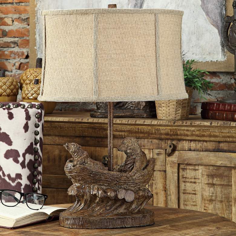 Image 1 Crestview Collection Bear Expedition Rustic Wood Table Lamp