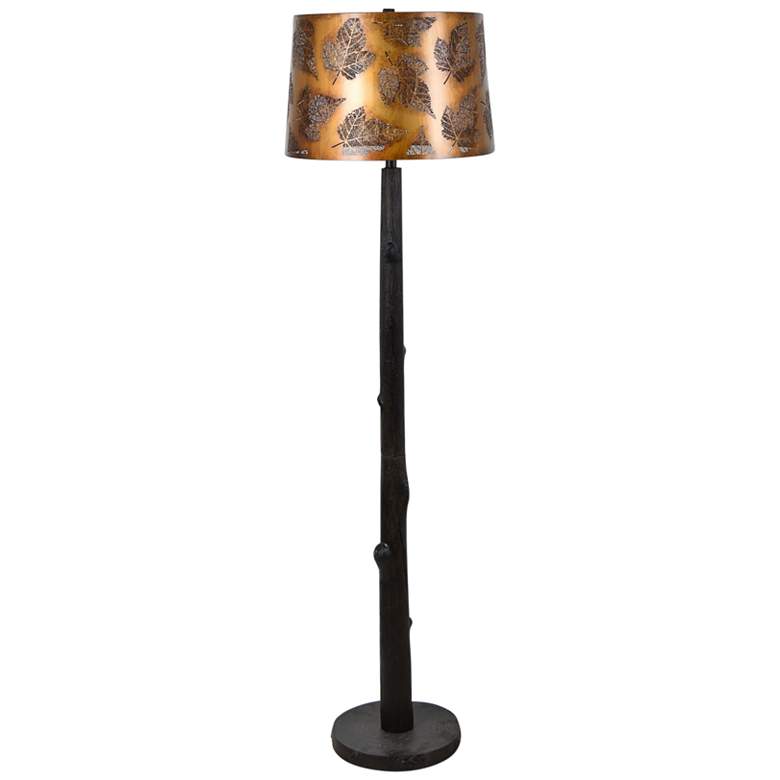 Image 1 Crestview Collection Birch Forest Faux Wood Floor Lamp with Metal Shade