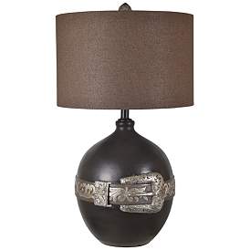 Image2 of Crestview Collection Buckle Bronze and Brown Resin Table Lamp