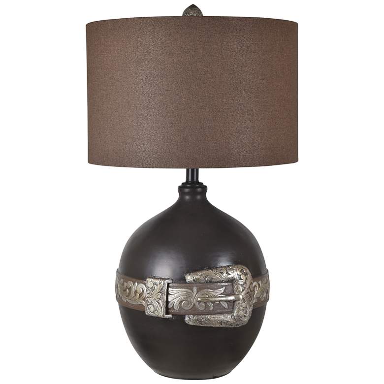 Image 2 Crestview Collection Buckle Bronze and Brown Resin Table Lamp