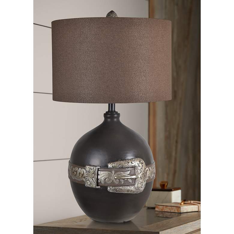 Image 1 Crestview Collection Buckle Bronze and Brown Resin Table Lamp