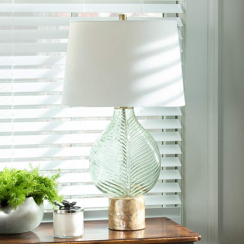 Image 1 Crestview Collection Bulb Type A Translucent Pale Green Leaf Table Lamp